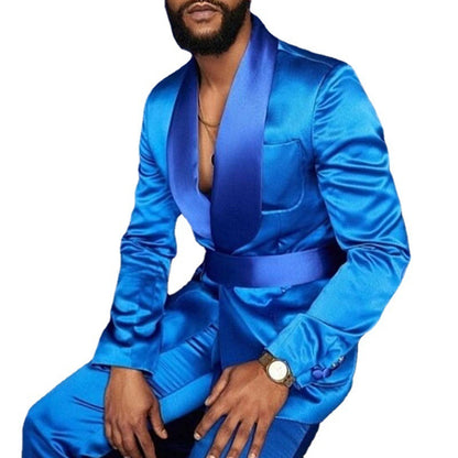 Ink Blue Casual Suit Men's Two-piece Suit