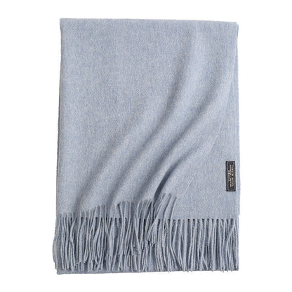 Solid Color Wool Long Tassel Scarf