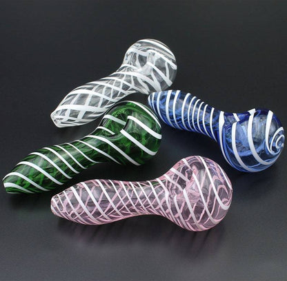 Color Stripes Glass Crafts Hookah Pipe