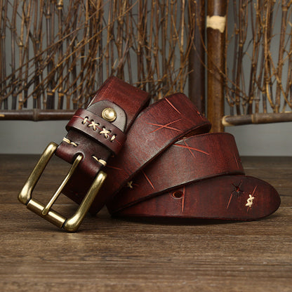 Washed-out Vintage Cow Leather  Belt