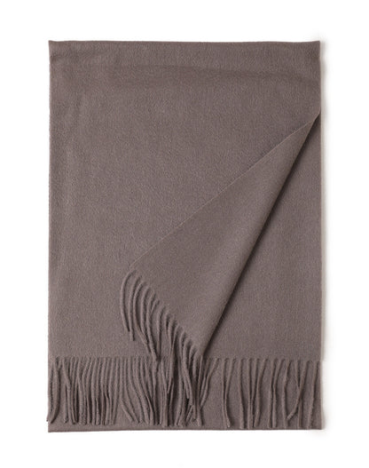 Solid Color Wool Long Tassel Scarf