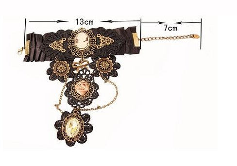 Gothic Steampunk Lace Finger Connect Bracelet