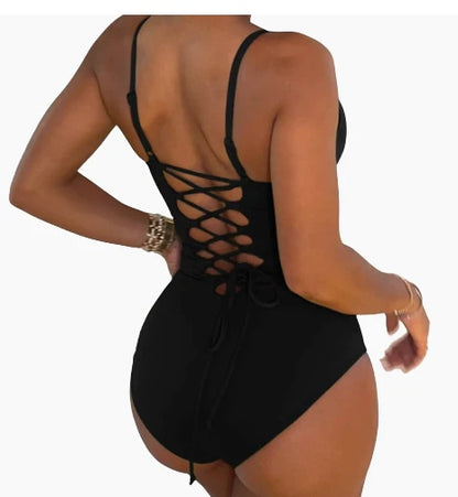 Lace up Backless One-piece