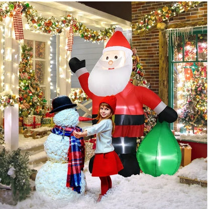 6 FT Lighted Inflatable Santa Claus With Large Gift Bag