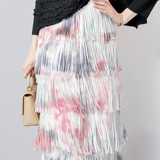 Vintage Tie-dyed Tassels Skirt