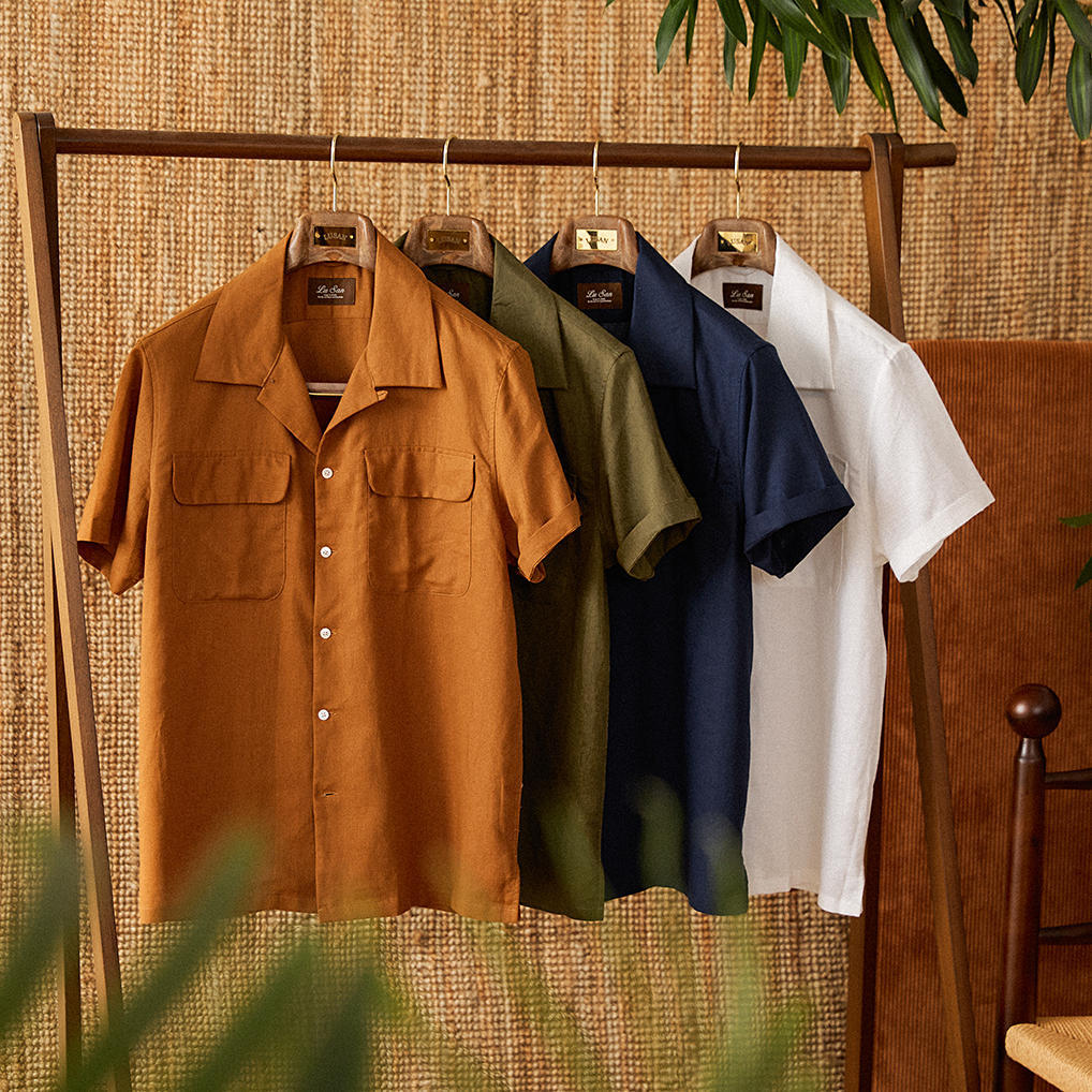 Short-sleeved Summer Cotton And Linen Cuban Collar Shirt