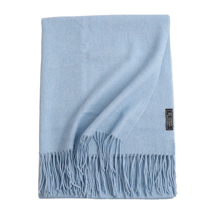 Solid Color Wool Long Tassel Scarf