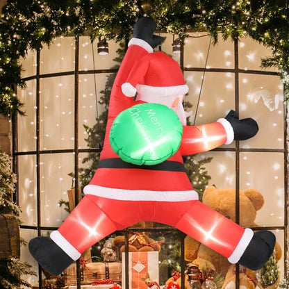 4.9 FT Inflatable Hanging Santa Claus With Gift Bag With Built-in LED