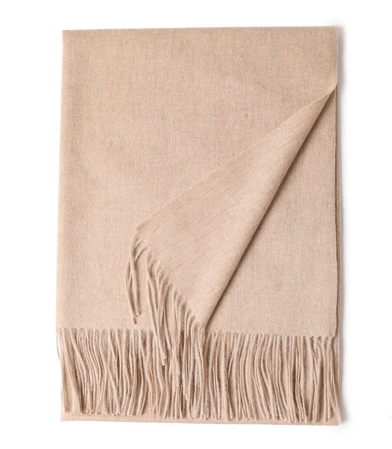 Solid Color Wool Long Tassel Scarf