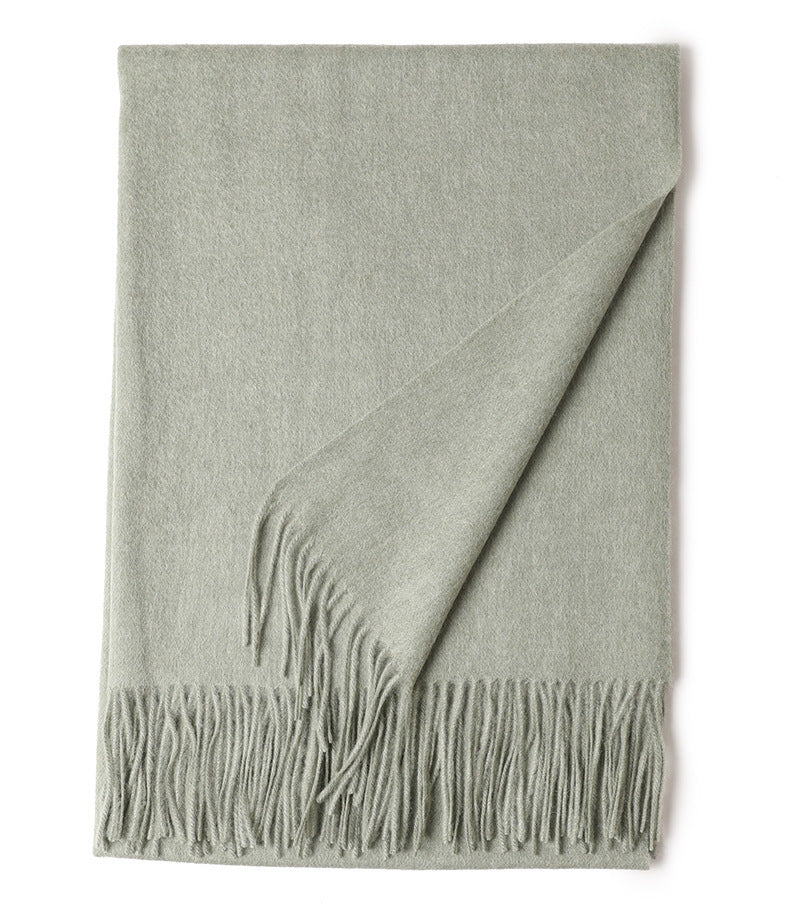 Solid Color Wool Long Tassel Scarf