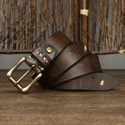 Washed-out Vintage Cow Leather  Belt