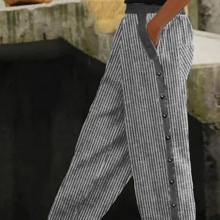 Digital Print Linen Casual Trousers