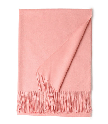 Solid Color Wool Long Tassel Scarf