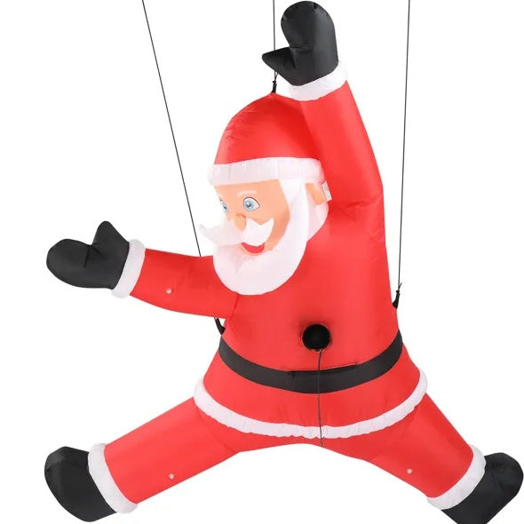 4.9 FT Inflatable Hanging Santa Claus With Gift Bag With Built-in LED