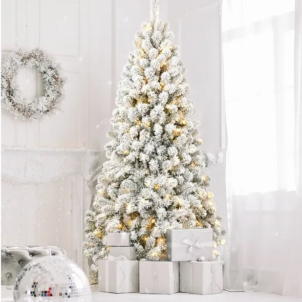 5ft Pre-lit Flocked Artificial Christmas Tree Environmentally Friendly Fireproof