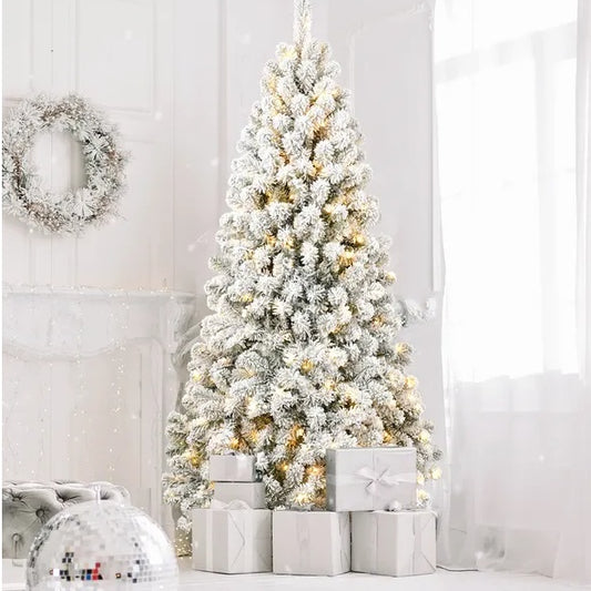 5ft Pre-lit Flocked Artificial Christmas Tree Environmentally Friendly Fireproof