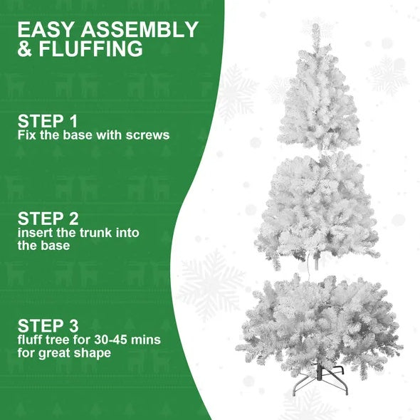 6ft PVC White Christmas Tree ,Environmentally Friendly Fireproof