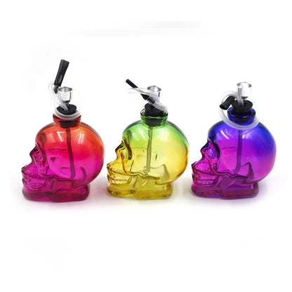 Multicolor Glass Skull Pipe With Accessories