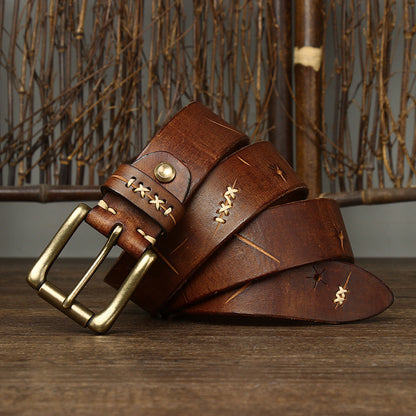 Washed-out Vintage Cow Leather  Belt