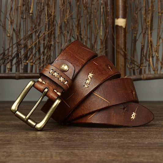 Washed-out Vintage Cow Leather  Belt