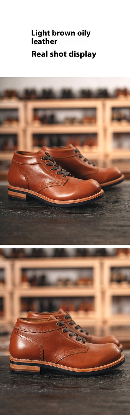 Men's Leather Low-top Short Boot