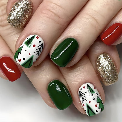 24pcs Christmas False Nails