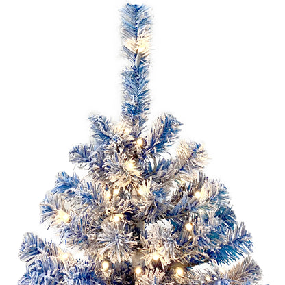 6 Foot Blue Artificial Fir Tree With Pre-installed Lights And Snow