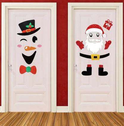 Christmas Door Stickers Self-Adhesive (Door Window Refrigerator Decorations)