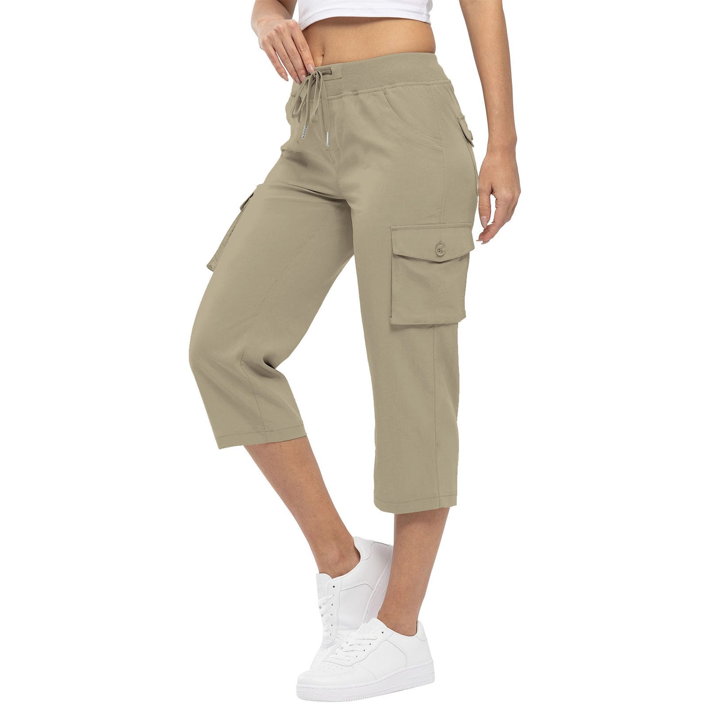 High Waist Drawstring Pocket Loose Pants