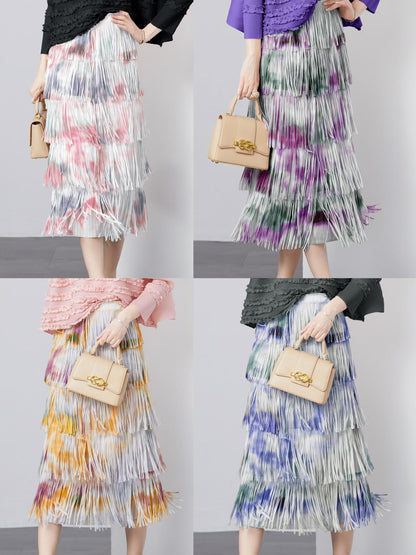 Vintage Tie-dyed Tassels Skirt