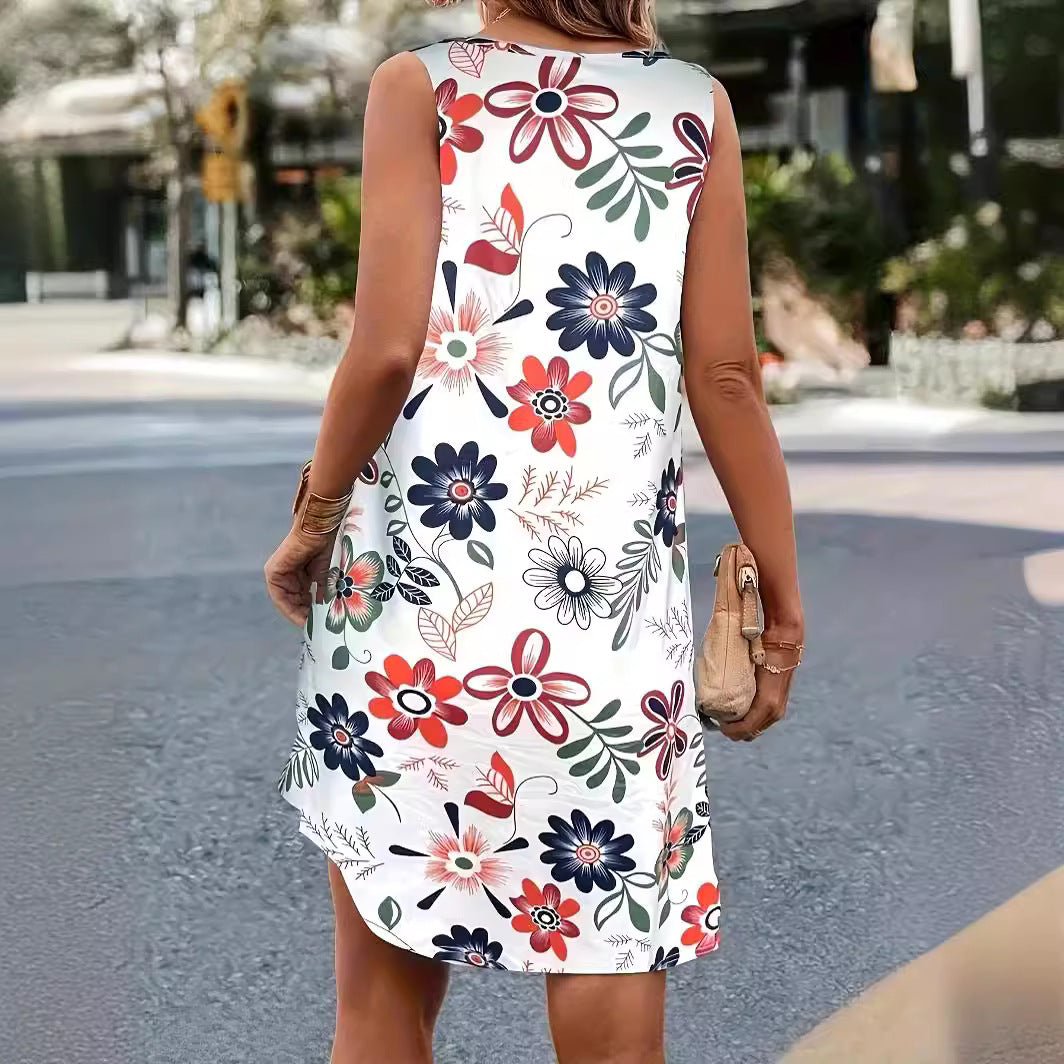 Round Neck Floral Print Dress