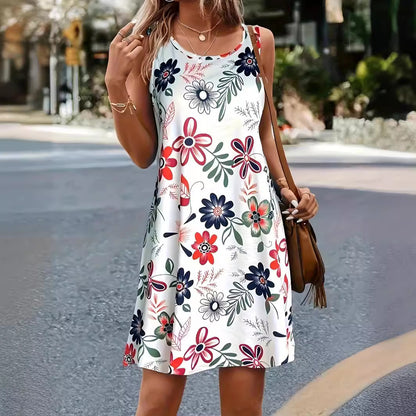 Round Neck Floral Print Dress