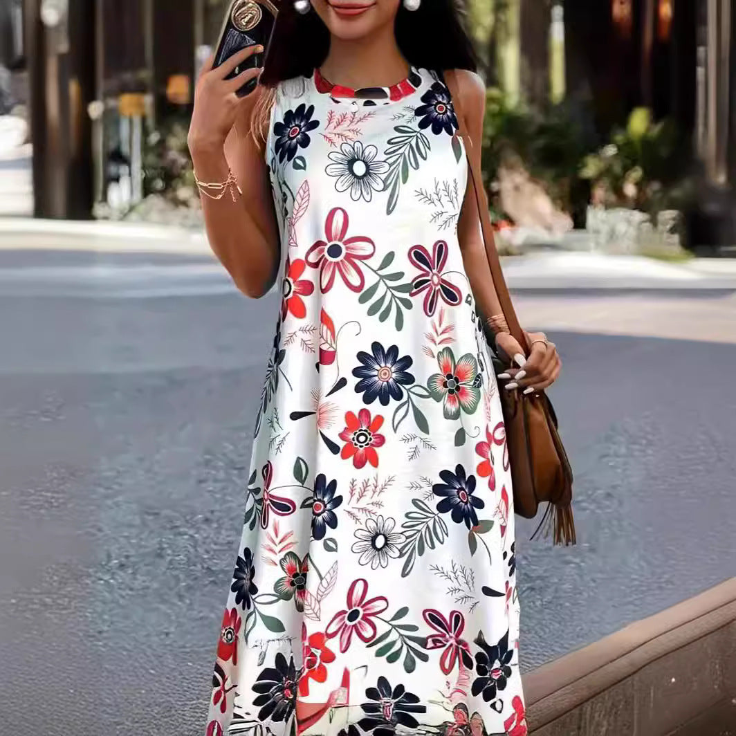 Round Neck Floral Print Dress