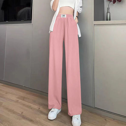 High Waist Drooping Ice Silk Thin Pants