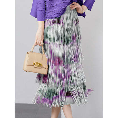 Vintage Tie-dyed Tassels Skirt