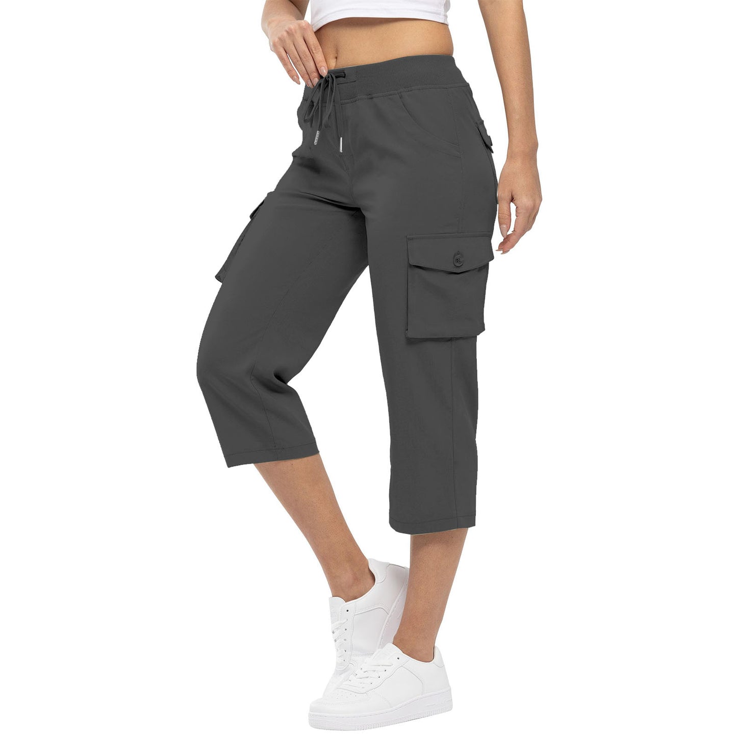 High Waist Drawstring Pocket Loose Pants