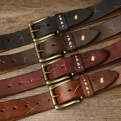 Washed-out Vintage Cow Leather  Belt