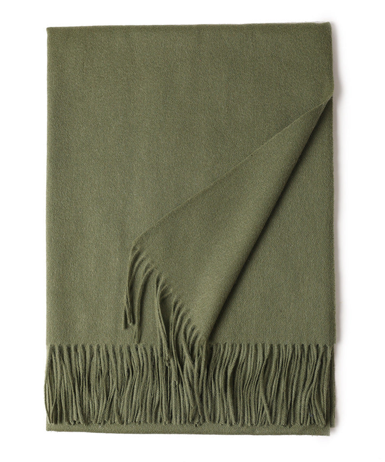 Solid Color Wool Long Tassel Scarf