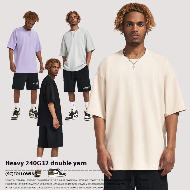 240g Double Yarn Cotton Short Sleeve Drop Shoulder