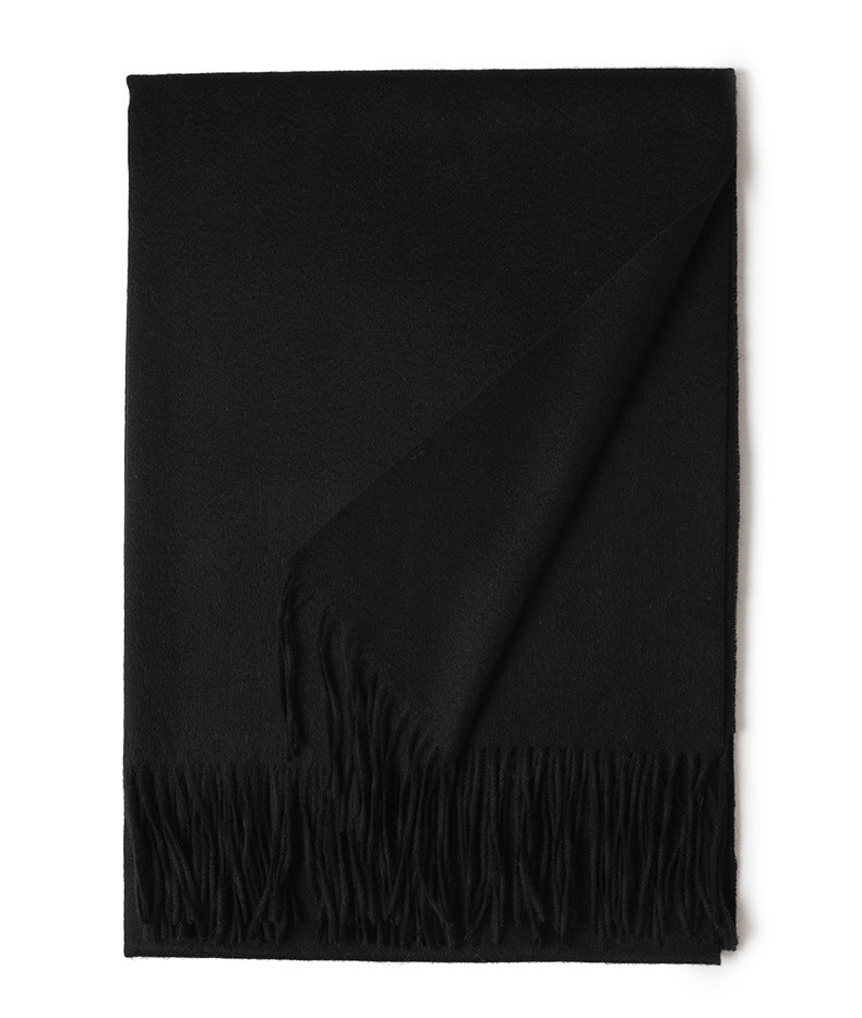 Solid Color Wool Long Tassel Scarf