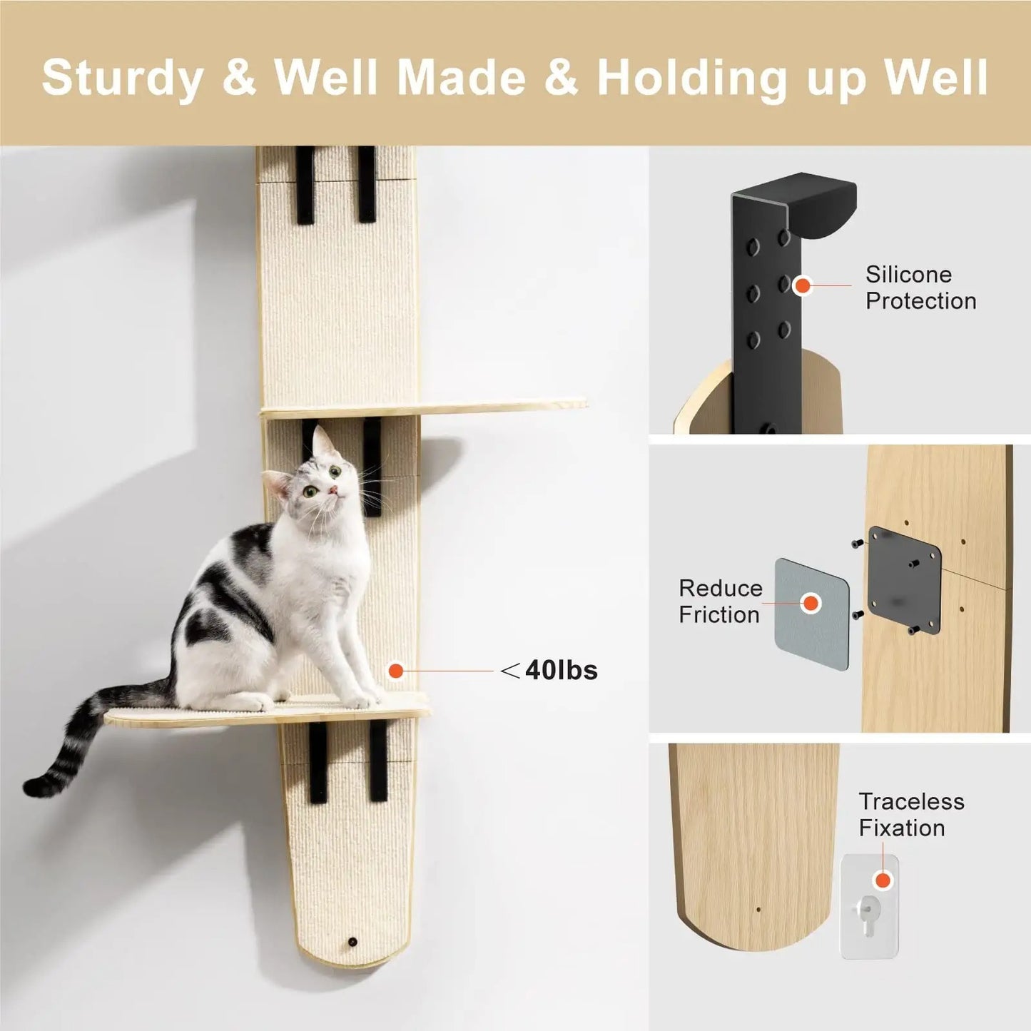 Mewoofun 4-Levels Versatile Cat Climber