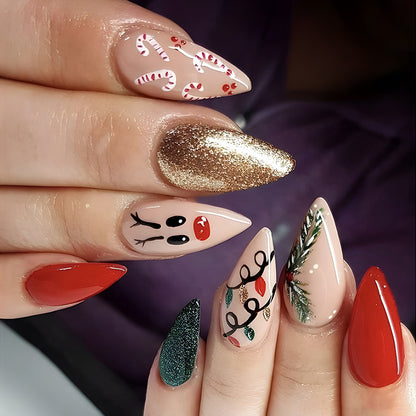 24pcs Christmas False Nails