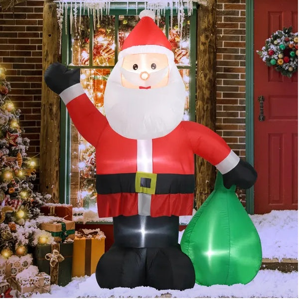 6 FT Lighted Inflatable Santa Claus With Large Gift Bag