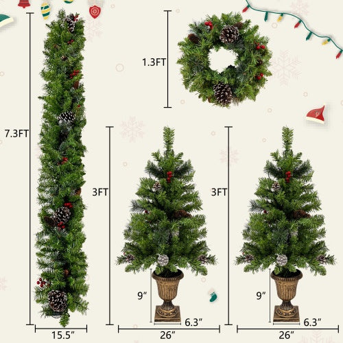 Pre-lit Artificial Tree 4-piece Set