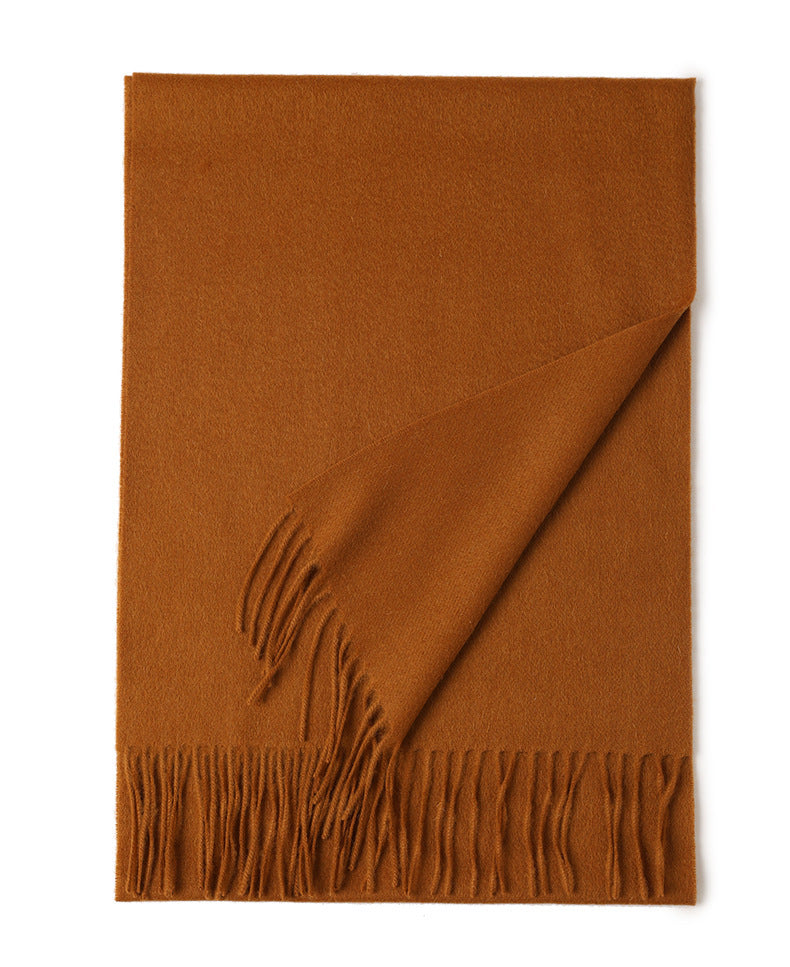 Solid Color Wool Long Tassel Scarf