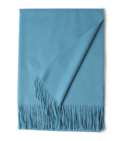 Solid Color Wool Long Tassel Scarf