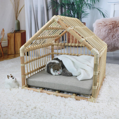 Rattan Hut For Cats And Small Dogs