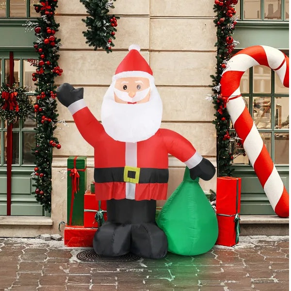 6 FT Lighted Inflatable Santa Claus With Large Gift Bag