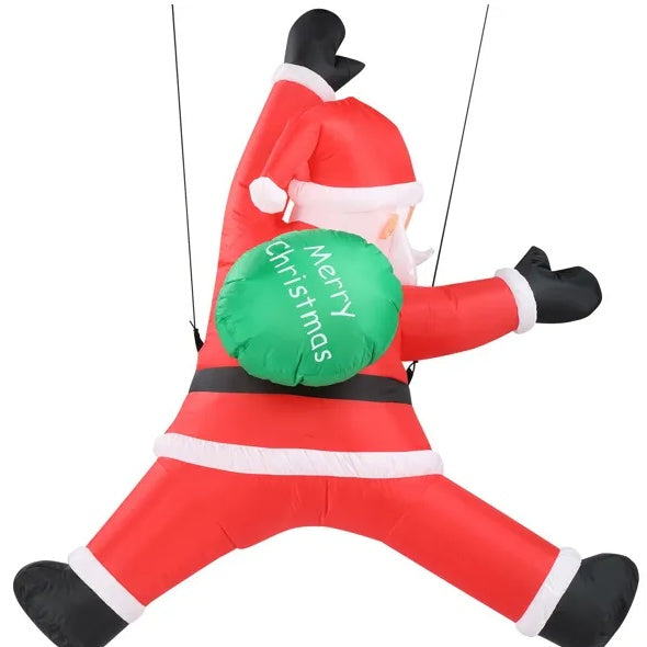 4.9 FT Inflatable Hanging Santa Claus With Gift Bag With Built-in LED