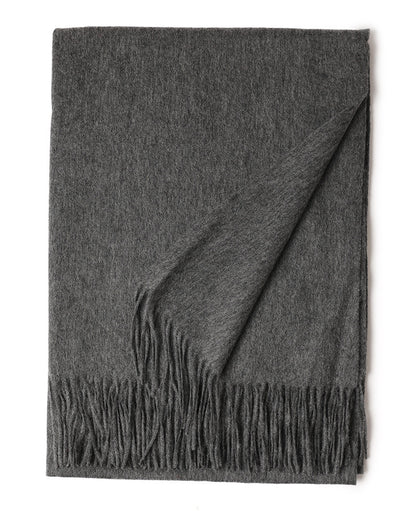 Solid Color Wool Long Tassel Scarf